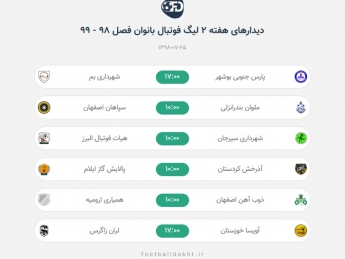 تغییر زمان دو دیدار از هفته دوم لیگ فوتبال زنان تغییر زمان دو دیدار از هفته دوم لیگ فوتبال زنان