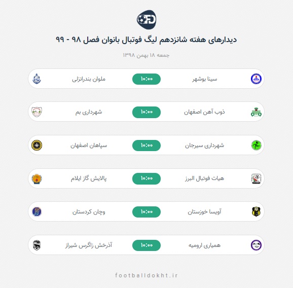 مصاف کرمان و اصفهان در هفته شانزدهم